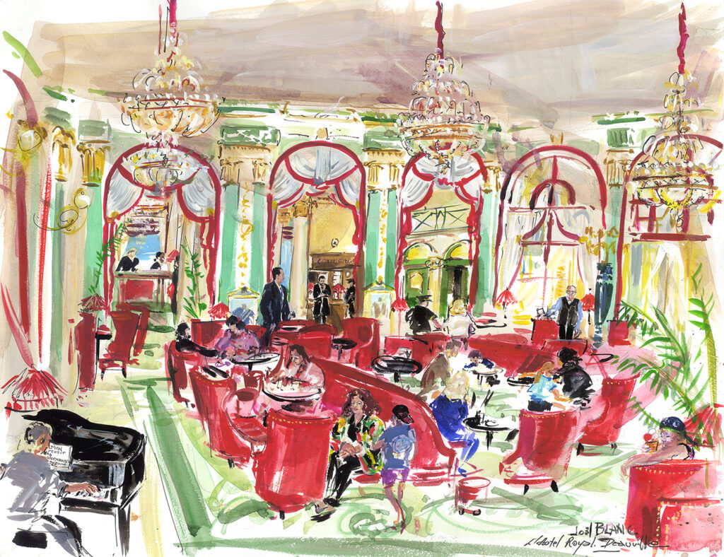 Le luxe chaleureux du grand hall de L'hotel Royal à Deauville